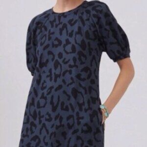 Velvet by Graham & Spenser Puff Sleeve Leopard Print Sweatshirt Dress